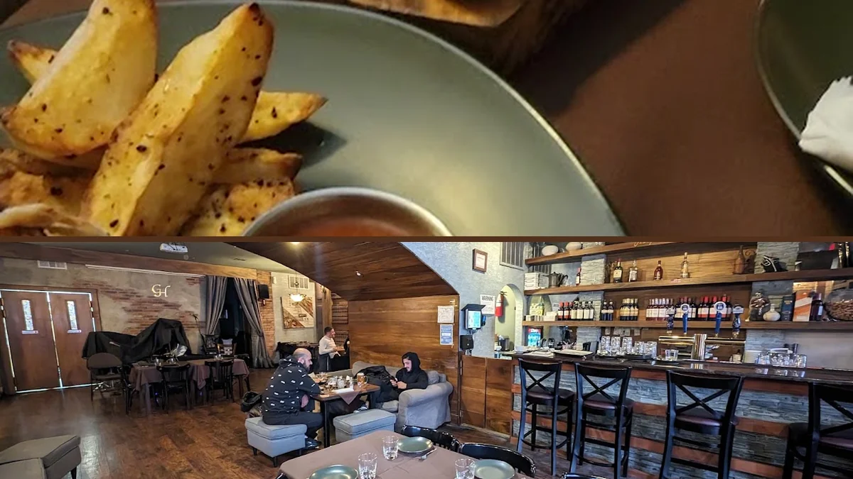 Dine-in seating inside a casual Georgian restaurant.